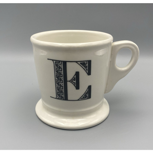 Anthropologie Monogram Letter E Name Initial 12 oz Coffee‎ Mug Tea Shaving Cup - Picture 1 of 7